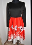 73*  elegancka  Świąteczna sukienka w Mikołaje S/M