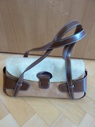 Klasyczna mała torebka na ramię do ręki brąz ecry