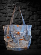 Torba jeansowa handmade upcykling | duża shopper bag
