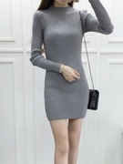 Sukienka mini na długi rękaw półgolf One Size