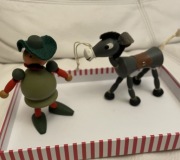 Unikat figurki drewniane giętkie z Don Kichota, Sancho Pansa i jego osioł