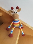 Żyrafa, żyrafka w paseczki, maskotka,szydełko