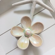 Spinka do włosów klamra klamerką duża kwiat Boho błyszcząca beżowa 