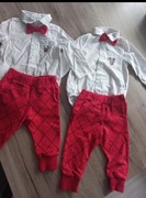 Komplet świąteczny body spodnie muszka 68 74  chłopięce bliźniaki 6 sztuk 