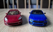 BMW M8 Competition coupe i Porsche Panamera S. Firma Kinsmart. Pull Back