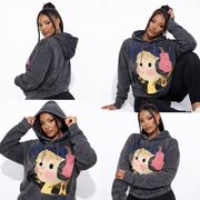 Bluza oversize „Drogie Chiny” haft aplikacja kaptur HIT sezonu Szara r.Uni