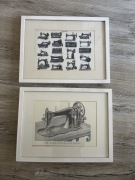 Dwa oprawione wydruki rycin stare maszyny Singer