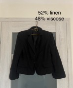 Czarna marynarka F&F, 52% len, 48% wiskoza, rozmiar 14 (L)