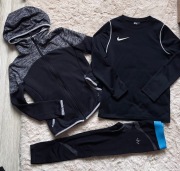 Zestaw chłopięcy sportowy piłkarski t-shirt Nike bluza getry termo 122-128