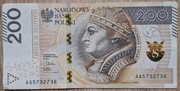 200 zł 2015 r. seria AA nr 5792736 banknot kolekcjonerski