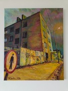 Wojciech Dyrka - "Miejski Zmierzch" - ręcznie malowany obraz olejny