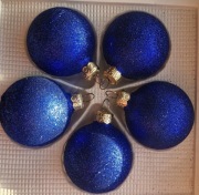 Bombki szklane na choinkę chabrowe niebieskie 55mm 5szt  brokatowe 