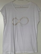 RESERVED T-SHIRT DAMSKI KOSZULKA rozm.XL biały złoty nadruk, nowy bez metki