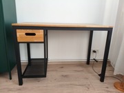 Biurko industrialne,drewno szczotkowane z metalem, dąb jasny natruralny