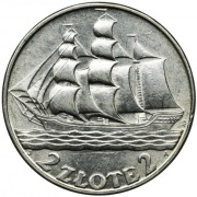 Srebrna moneta 2 zł ŻAGLOWIEC 1936r. Oryginał