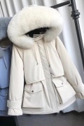 Parka z naturalnym futrem, wypełnienie pierza XS 
