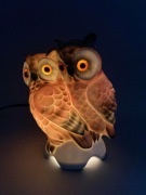 Vintage Niemcy Porcelana Sowa Lampa Szklane oczy #606