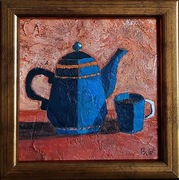 Imbryczek..  obraz akrylowy 10x10 miniatura imbryk naczynia dekoracja