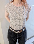 T-shirt / Beżowy / Damski / XL / Sinsay / Pieski