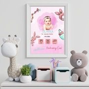 Spersonalizowana metryczka urodzeniowa z ramką na prezent i pamiątkę