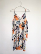 Boohoo * sukienka letnia w kwiaty z długim rękawem i odkrytymi ramionami M