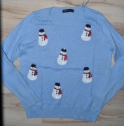 134^ M&S Świąteczny sweter cekinowe bałwanki 38/40