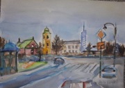 Panorama Rzeszowa, akwarela, 2024r., A4, z wystawy
