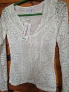 Bluzka biała koronkowa z dlugim rękawem XS New Yorker 