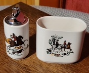 Antyczny porcelanowy zestaw do papierosów zapalniczka + pojemnik H. Krueger