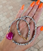 Naszyjnik Choker z Kamieni Naturalnych Jaspis Dalmatyński Jadeit Serce 