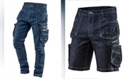Spodnie + spodenki robocze Neo Tools DENIM jeans granatowe XL
