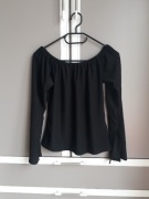 Czarna hiszpanka bluzka z długim rękawem szerokie rękawy rozmiar S C&A