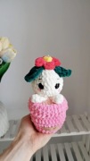 Piwonia, kwiatek na szydełku handmade, dekoracja 