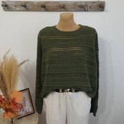 Nowy sweter Esmara 44/46 ciemnozielony dzianinowy–ciepły, ażurowy jesienny 