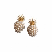 Kolczyki Wkrętki Miedź Ananas perły