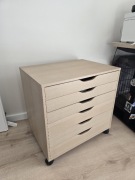 Komoda IKEA Alex - 6 szuflad, na kółkach, kolor dąb