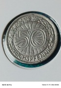 Moneta niklowa 50rpf 1933 J,Weimar, oryginalny stan, rzadki walor, ładny.