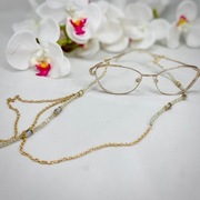 ŁAŃCUSZEK DO OKULARÓW BIAŁO ZŁOTY