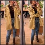 Jeansowa kurtka przejściowa bluza z kapturem napisy r. M/L