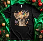 Czarna  męska  koszulka z nadrukiem Chihuahua