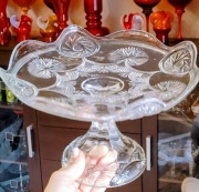 Patera na nodze, kryształ szkło kryształowe owocarka,  na stopie retro prl 