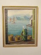 Stary obraz na płótnie sygnowany.