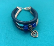 Bransoletka niebieska wielorzędowa z rzemieni