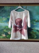 malowana tunika bluzka zwiewna  koszulka top kwiatowy motyw  jedwabna