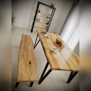 Komplet mebli industrialnych stół, ławka, regał.