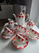 Serwis kawowy Art Deco geometryczny PL Czechoslovakia arlekin Lubau Hlubany