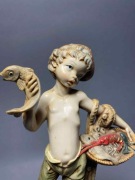 WŁOSKA RZEŹBA CHŁOPIEC RYBY MARMUR KARARYJSKI DUŻA FIGURA Depose Italy #60