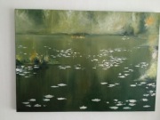 Obraz na płótnie malowany ręcznie NENUFARY (2008) 50x70 M.ŁÓDŹ