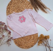 Bluzka bluzeczka 80 różowa długi rękaw z kwiatkiem jasna