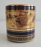 Grecki niespotykany kubeczek kobaltowy zdobiony 24 karatowym złotem